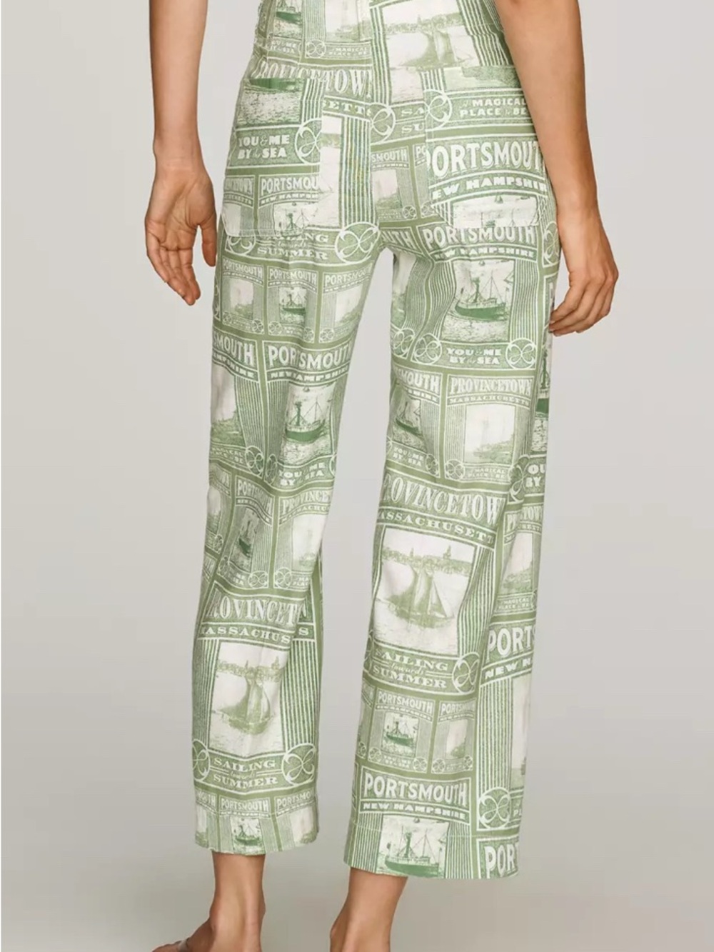Maeve Colette Printed linen blend Cropped Wide-Leg Pants